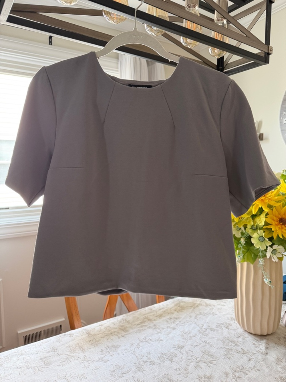 Express Short-Sleeve Top in Gray